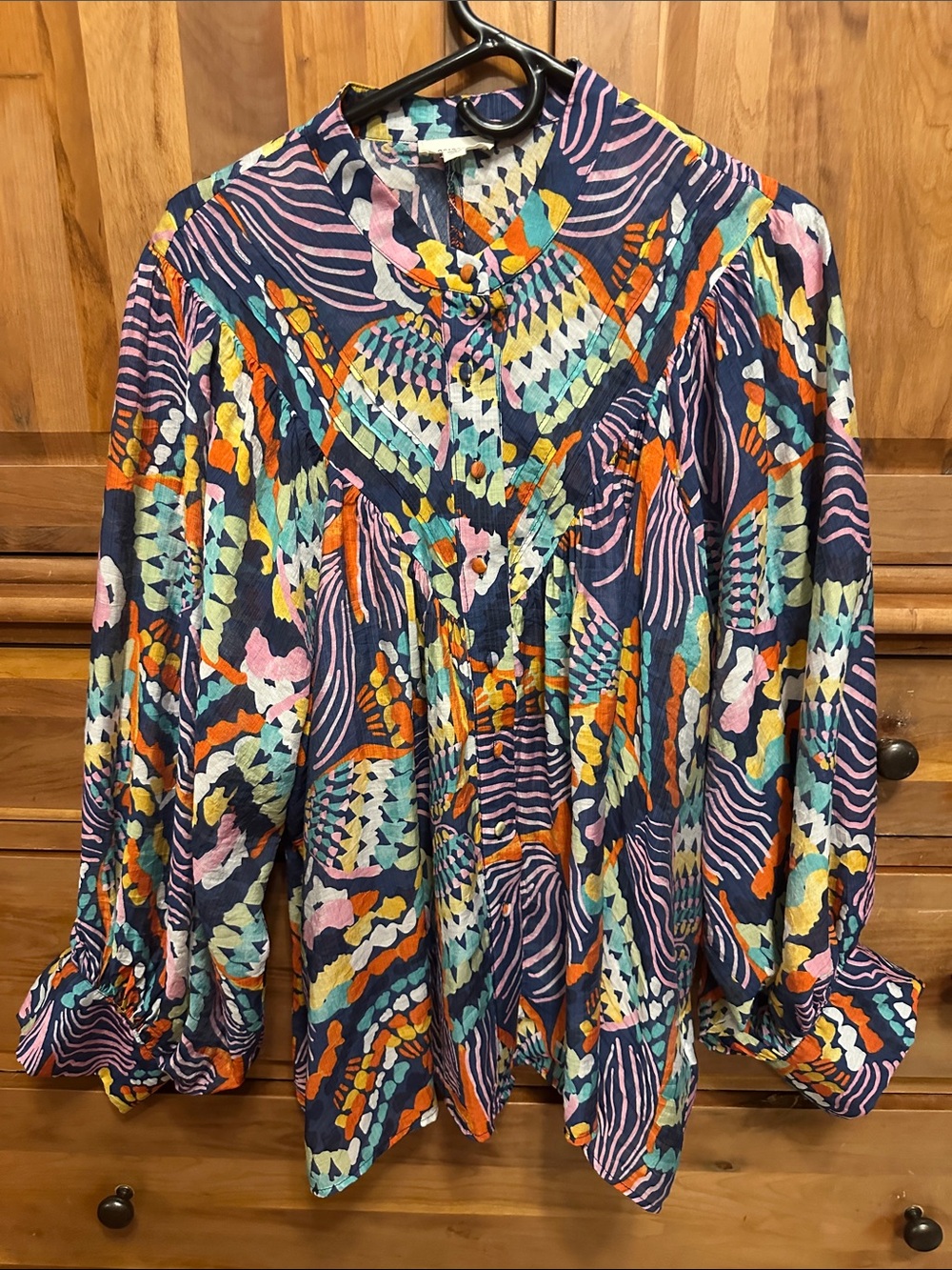 ee: some  Women's Multicolor Printed Button-Front Blouse